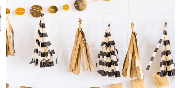 Black Gold Tassel Banner