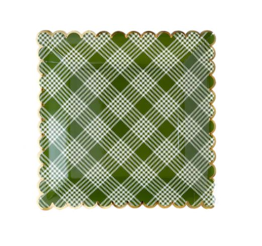 My Minds Eye Botanical Green Plaid 9" Scalloped Plate